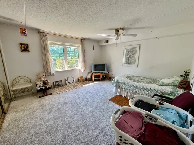 a bedroom with furniture and a window
