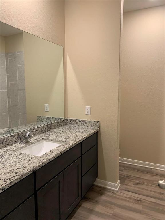 263 Honeysuckle Princeton, TX 75407 - Photo 10 of 10 a bathroom with a granite countertop sink and a mirror