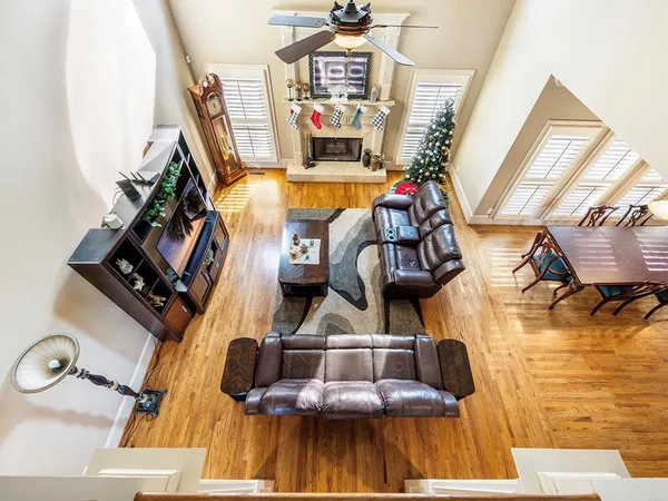 a view of swimming pool with seating area