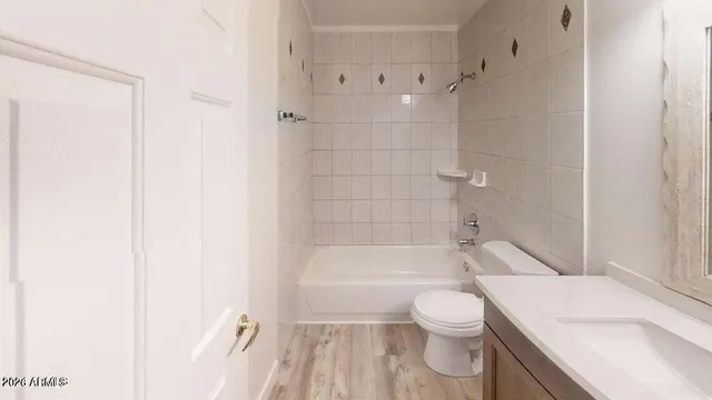 a bathroom with a toilet a sink and bathtub