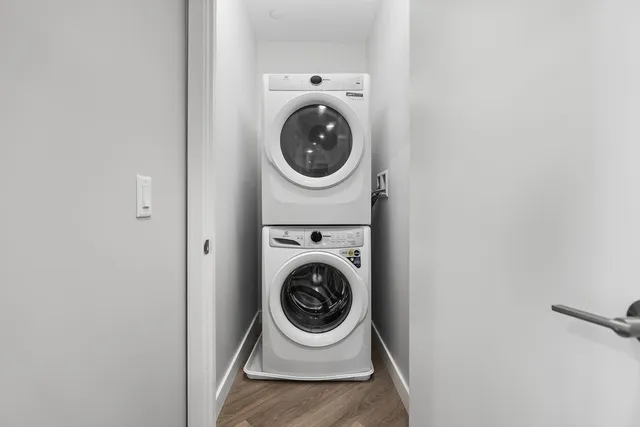 a utility room with dryer and washer