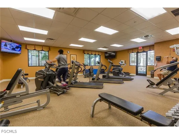 a view of a room with gym equipment