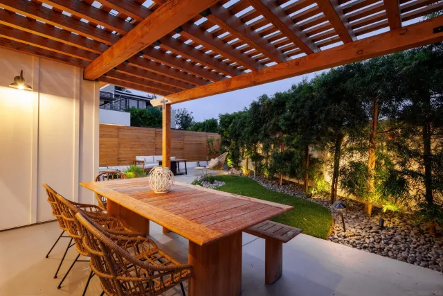 a view of an outdoor space with furniture