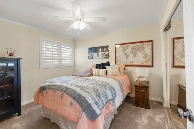 a bedroom with a bed and a tv