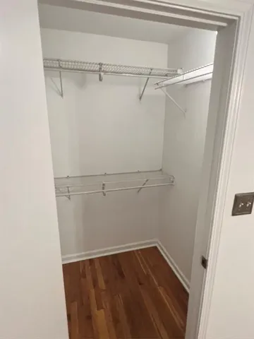 a view of a room with racks on the wall