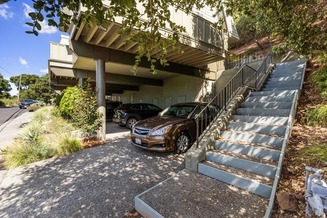 a car parked in front of a house