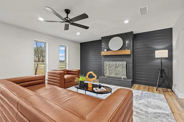 a living room with furniture