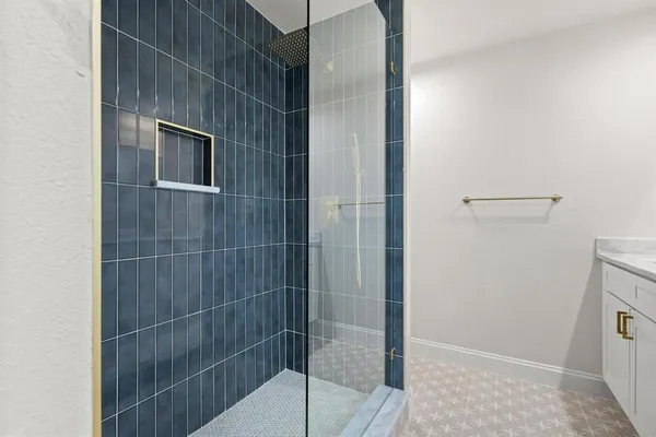 a bathroom with a shower
