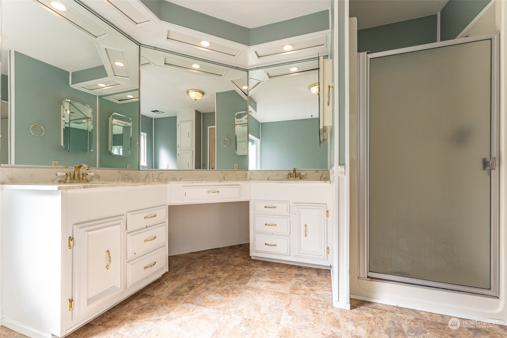 1069 East Axton Road Bellingham, WA 98226 - Photo 17 of 33 a spacious bathroom with a granite countertop sink mirror and a