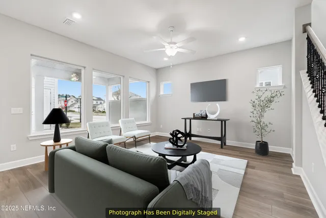 a living room with furniture