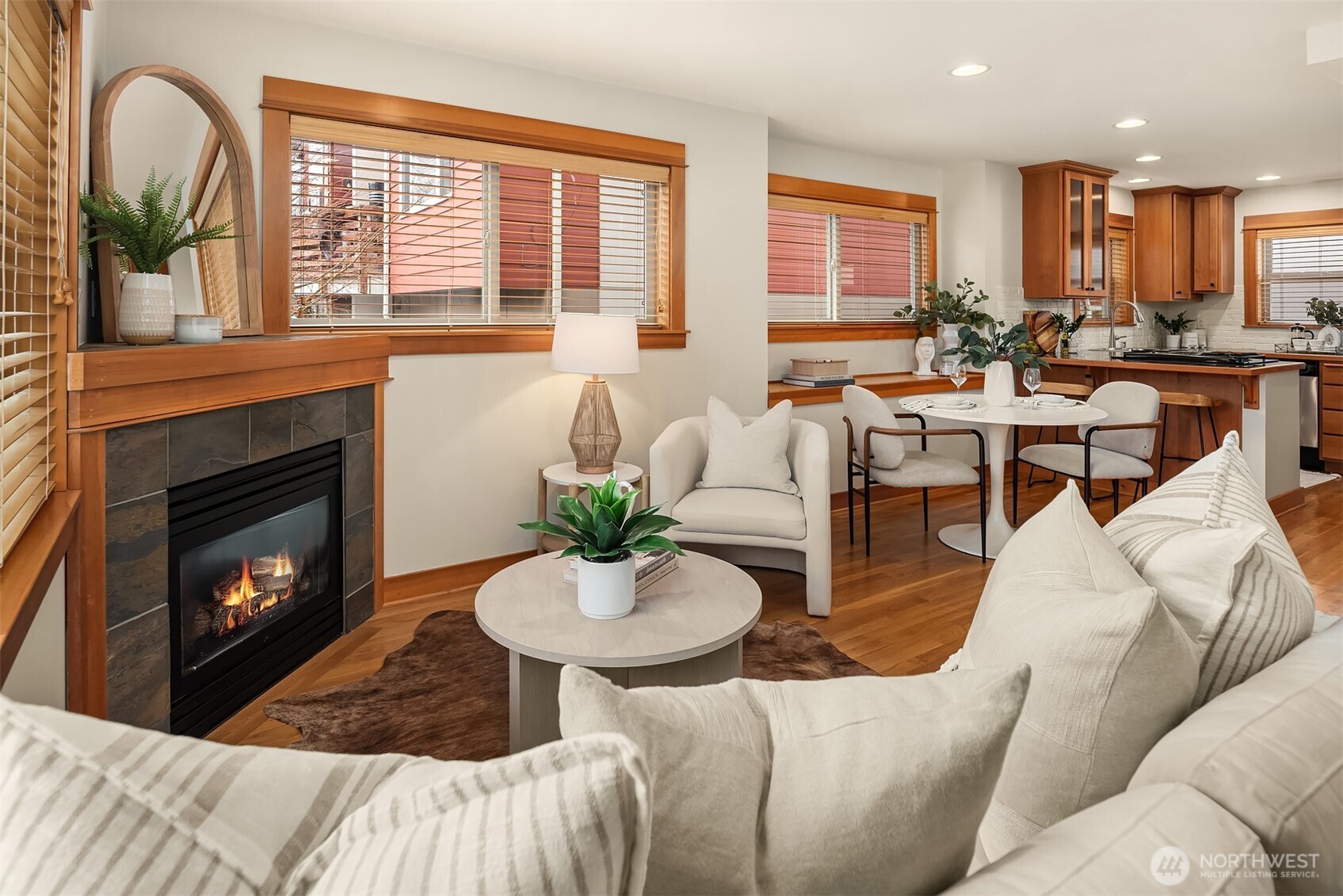 6537 34th Avenue Southwest Seattle, WA 98126 - Photo 2 of 22 a living room with furniture fireplace and window