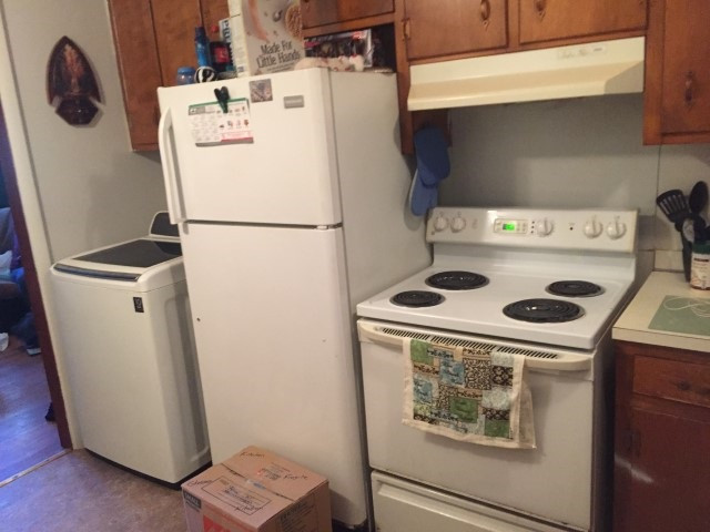 1121 Carlton Avenue Raleigh, NC 27606 - Photo 6 of 14 a white refrigerator freezer sitting inside of a kitchen