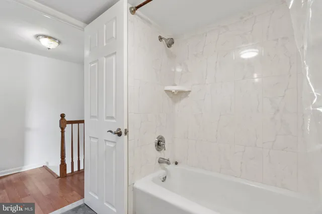 a bathroom with a bathtub