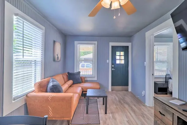 a view of a wooden deck