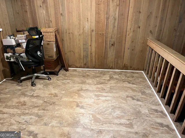 a view of a room with a door