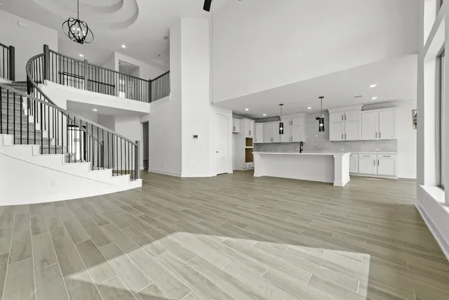 a view of kitchen with wooden floor