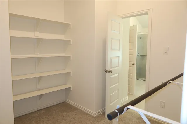 a view of an empty walk in closet