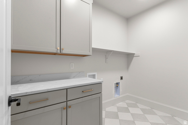 11718 South Halls Crk Road Draper, UT 84020 - Photo 11 of 28 Washroom with cabinet space, washer hookup, light floors, and hookup for an electric dryer