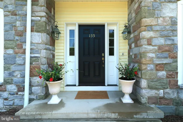 a view of a door of the house with potted plants