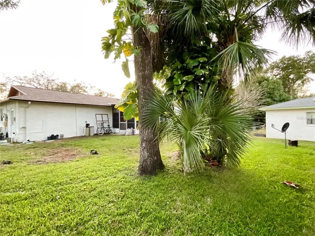 a view of a house with a backyard