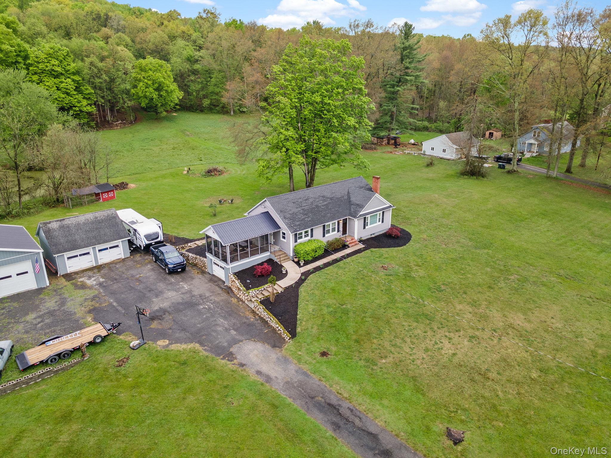 1327 County Rte 17 Montgomery, NY 12549 - Photo 33 of 37 an aerial view of a house with garden space and street view