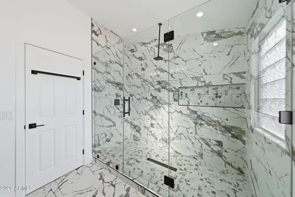 a bathroom with shower