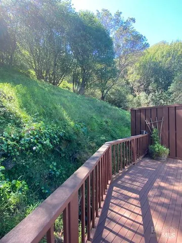 a view of a wooden deck