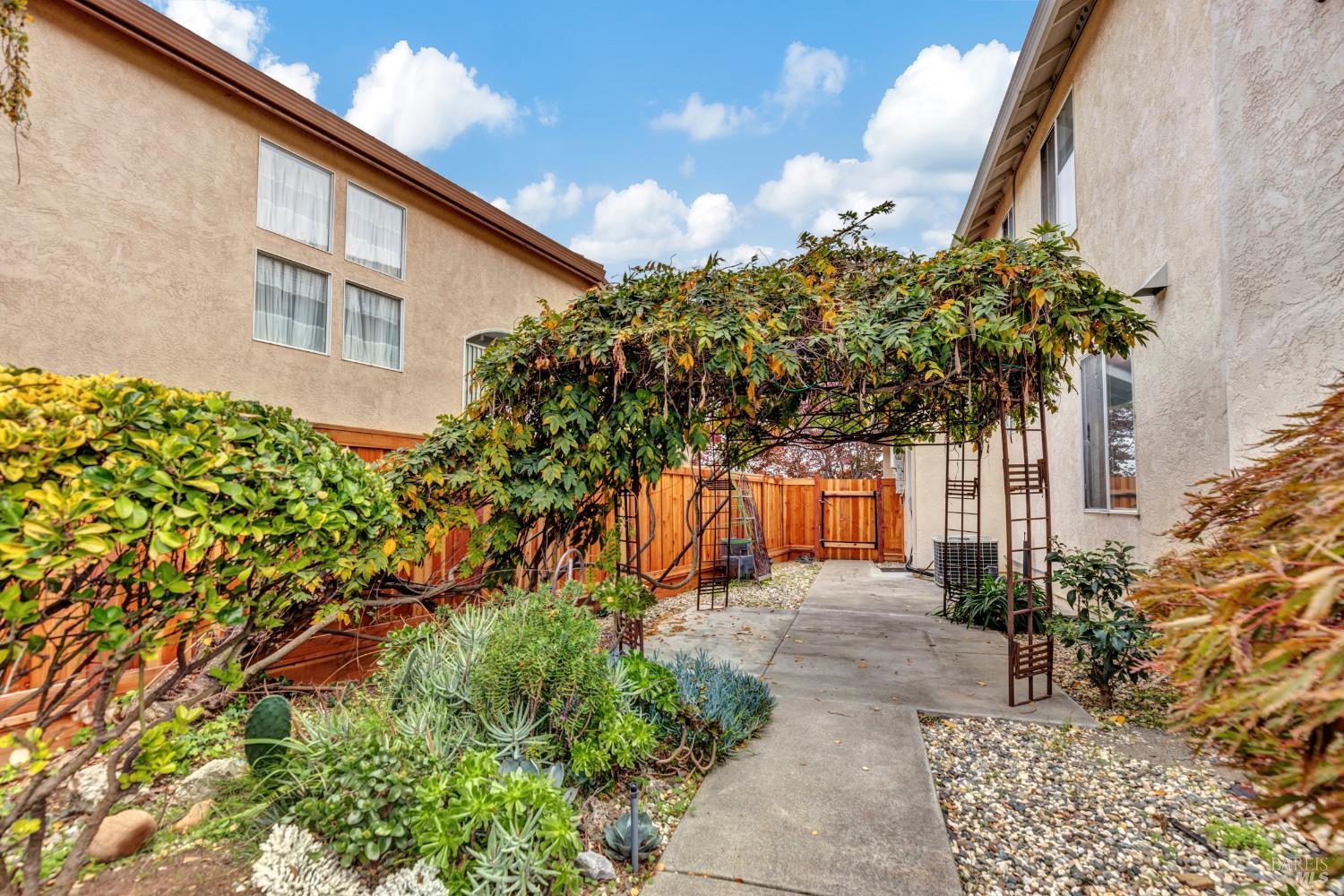 131 Sheila Court Vallejo, CA 94591 - Photo 35 of 36 The pergola, adorned with vines, creates a secluded and tranquil spa area.
