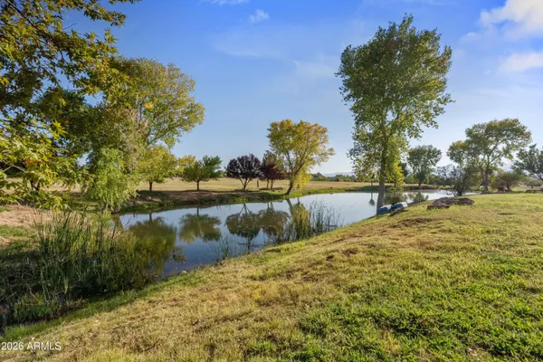 a view of a lake with a houses