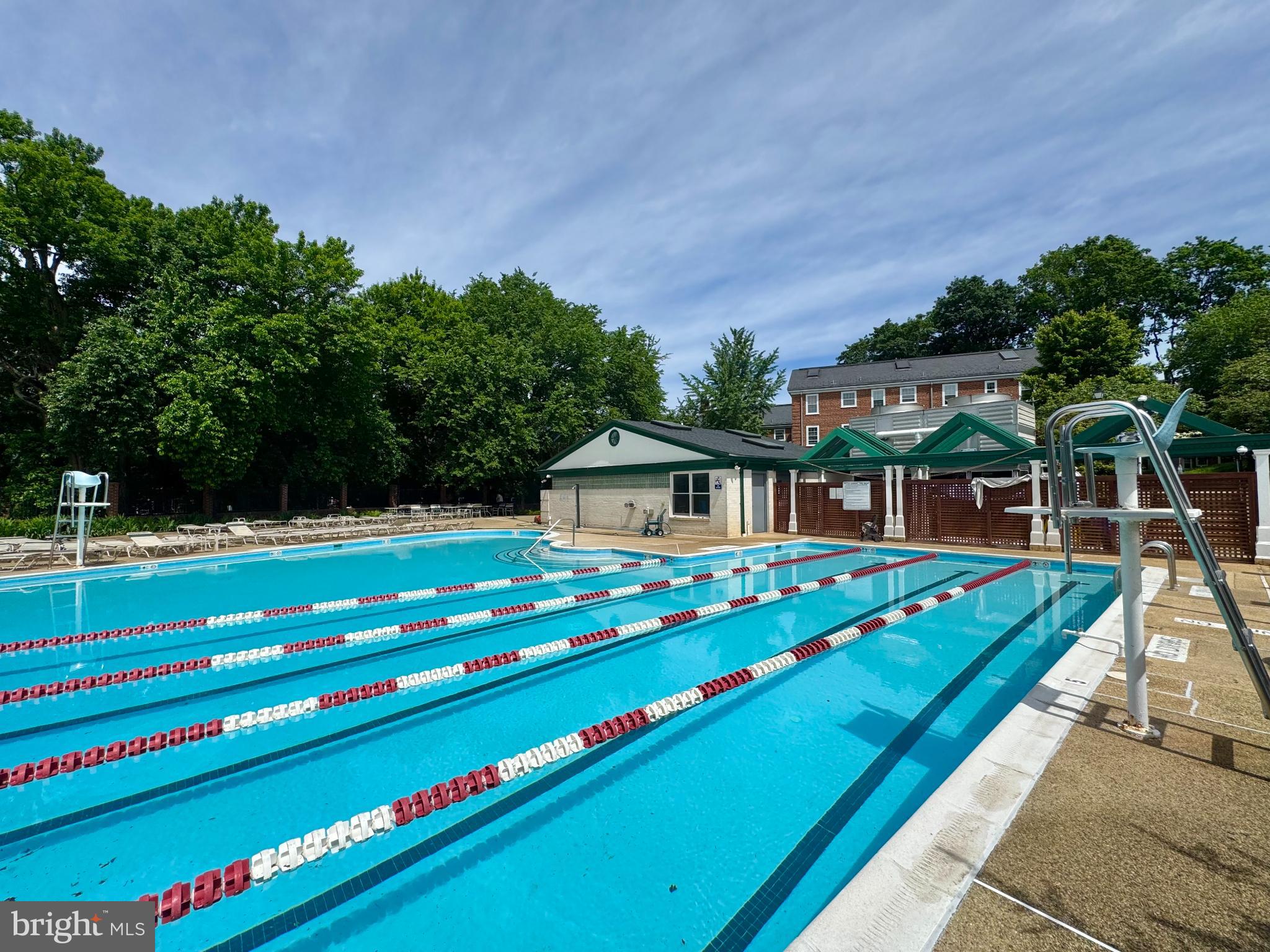 3811 39th Street Northwest, Unit D88 Washington, DC 20016 - Photo 17 of 20 Inviting poolside retreat amidst lush greenery.