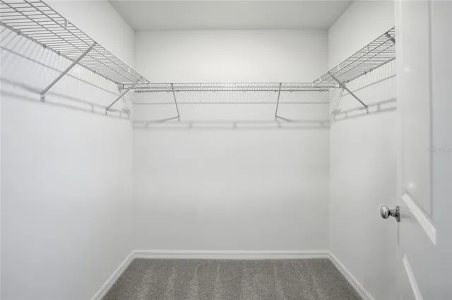 a view of a room with racks on the wall