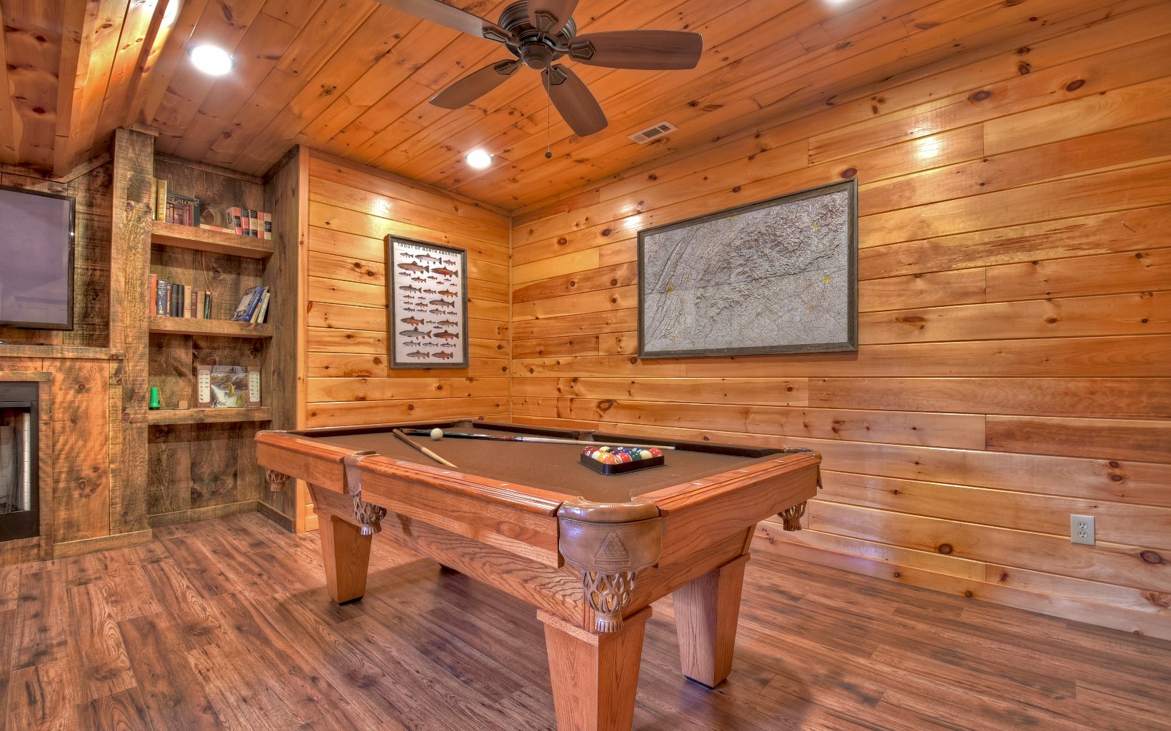 216 The Forest Road Blue Ridge, GA 30513 - Photo 13 of 41 a room with pool table and windows