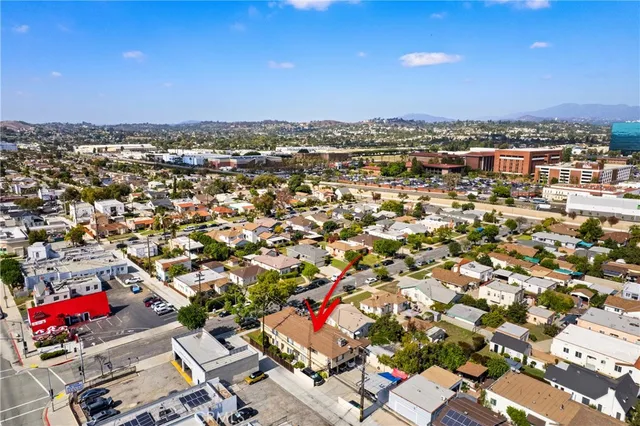 an aerial view of a city