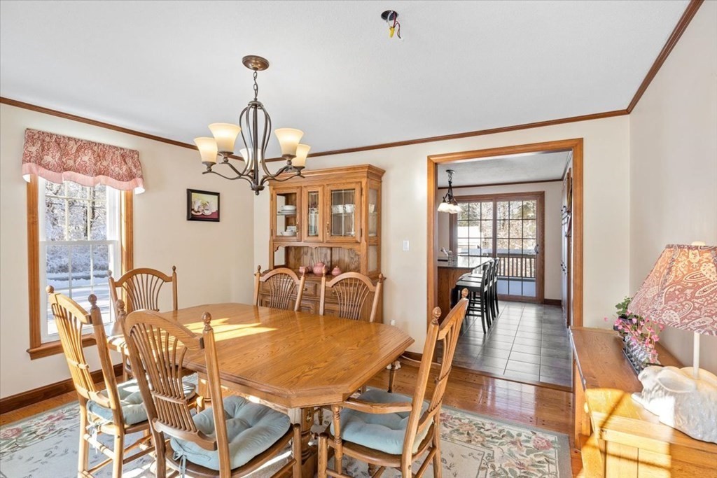 5 Sandy Lane Assonet, MA 02702 - Photo 18 of 34 a dining room with furniture a chandelier and wooden floor