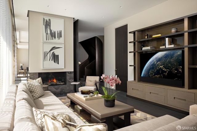 a living room with furniture