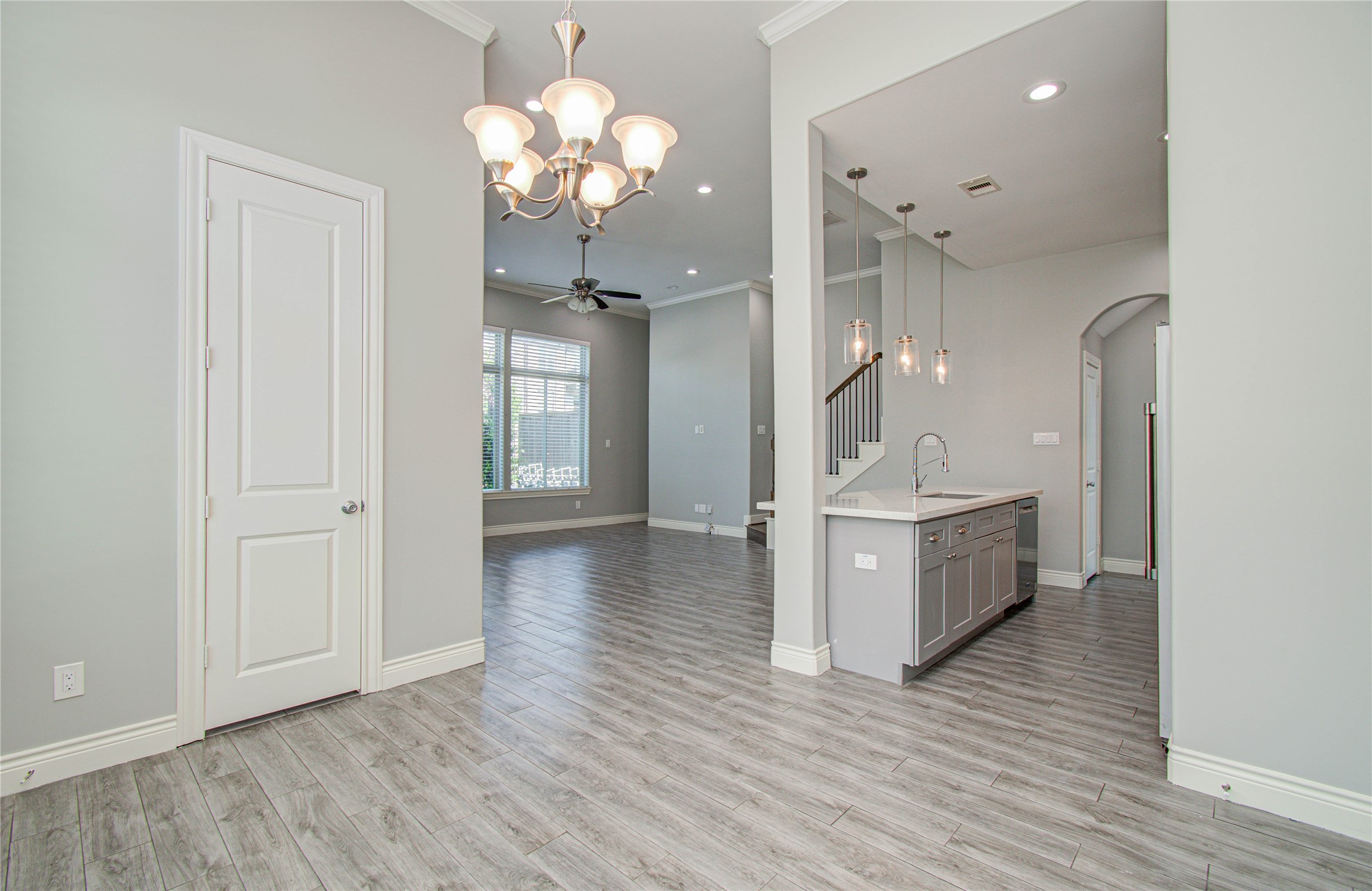 8903 Spring Knoll Forest Drive Houston, TX 77080 - Photo 22 of 29 a spacious bathroom with a granite countertop sink a mirror and a shower