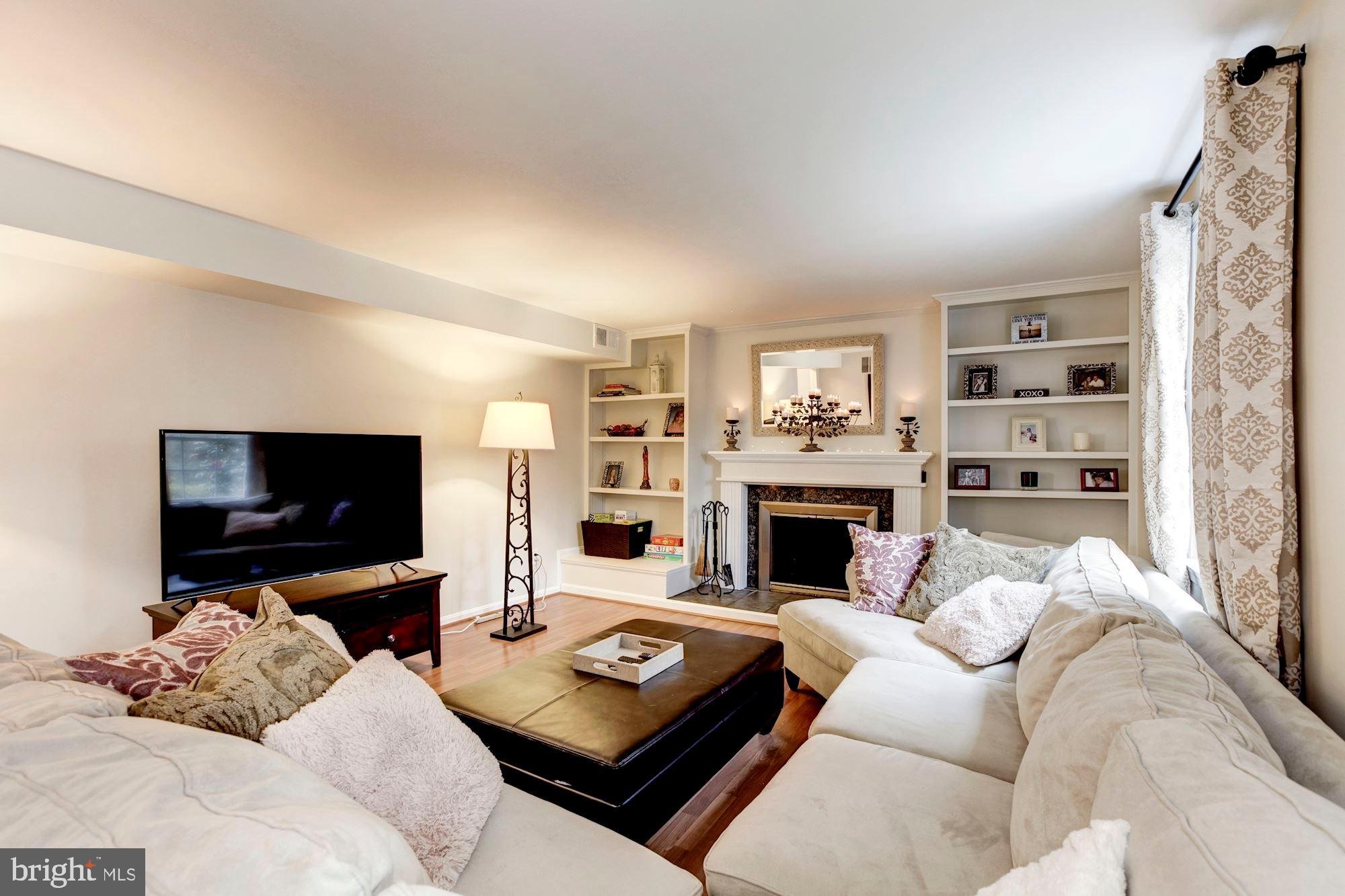 A great family room with a wood burning fireplace