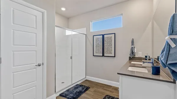 a bed room with a bed and furniture