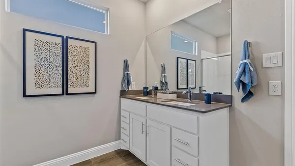 a view of a hallway with workspace