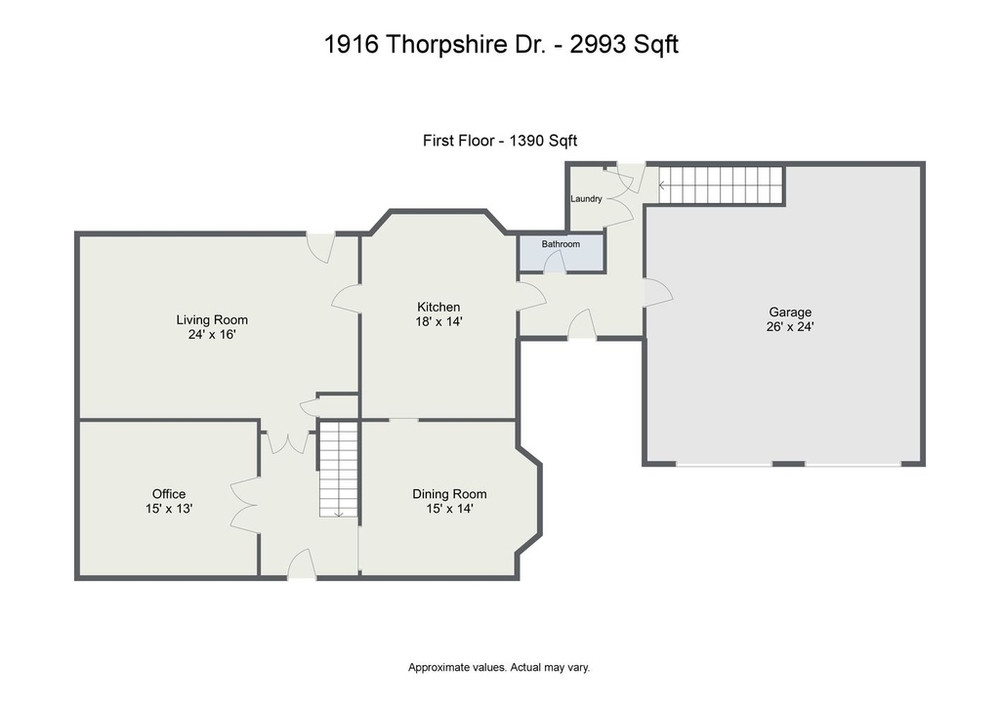 1916 Thorpshire Drive Raleigh, NC 27615 - Photo 23 of 25 First Floor Floor Plan