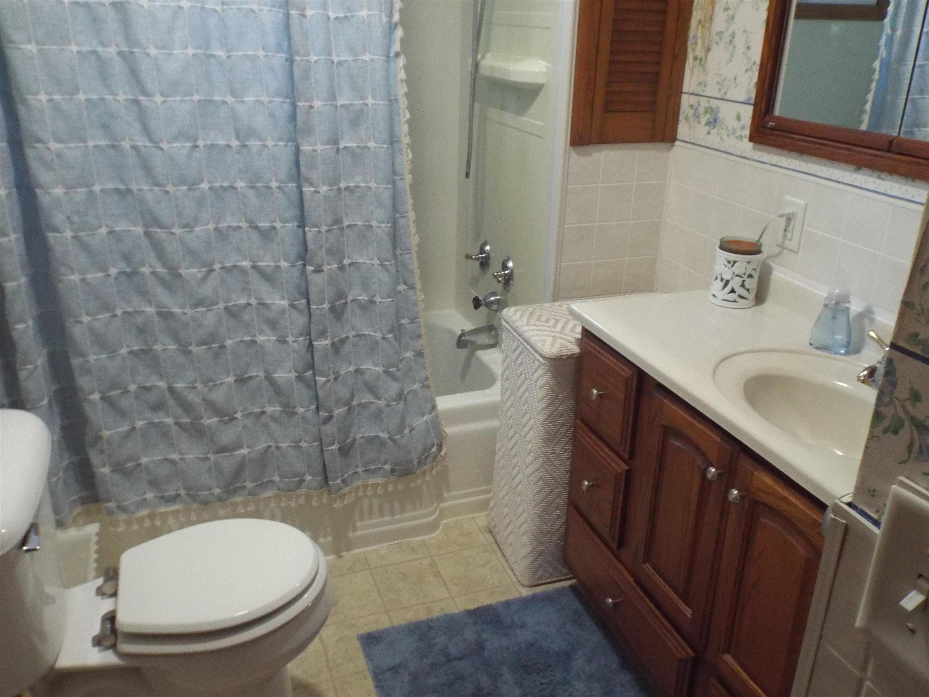 216 South Long Street Warren, IL 61087 - Photo 17 of 19 a bathroom with a sink a toilet and a mirror