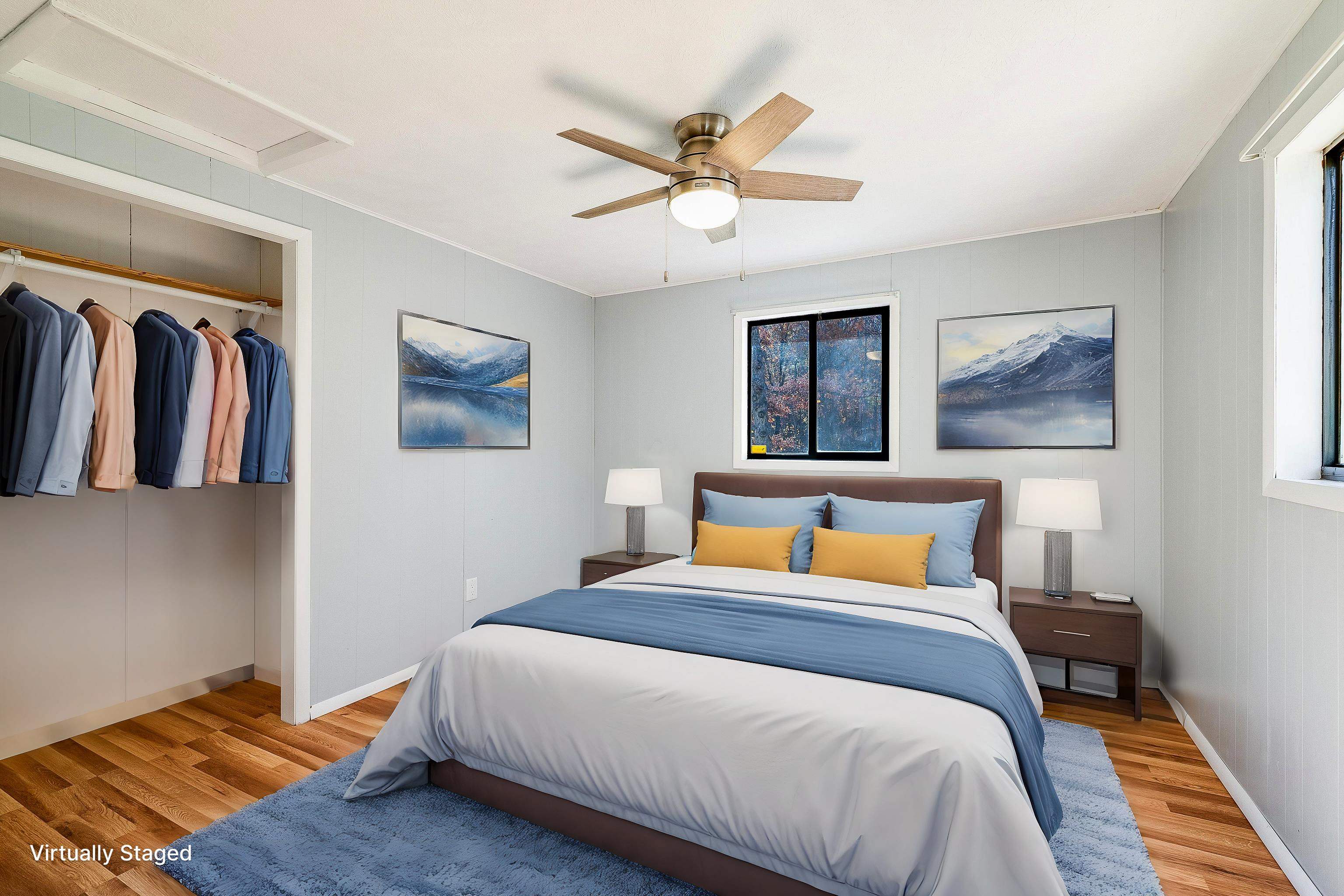 2497 Lacey Spring Road Broadway, VA 22815 - Photo 23 of 45 a bedroom with a large bed and a chandelier