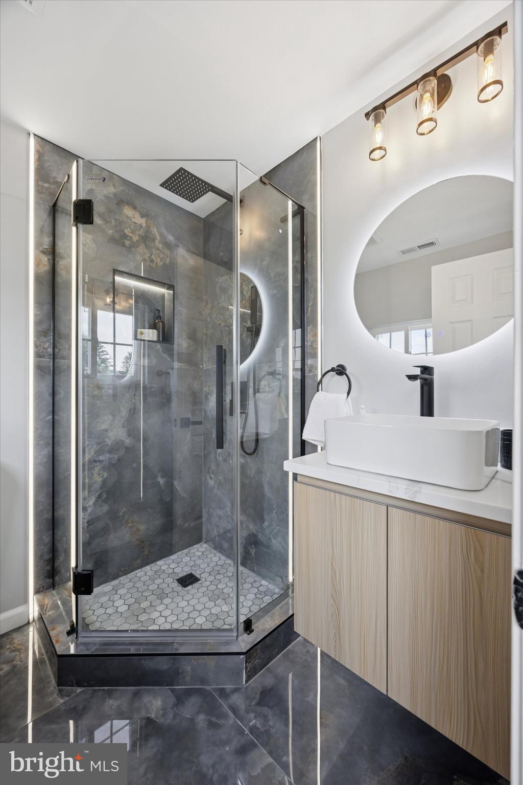 1574 Deer Run Road Warminster, PA 18974 - Photo 25 of 37 a bathroom with a shower and mirror