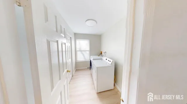 a room with a washing machine