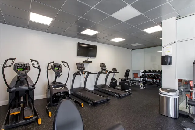 a view of a room with gym equipment