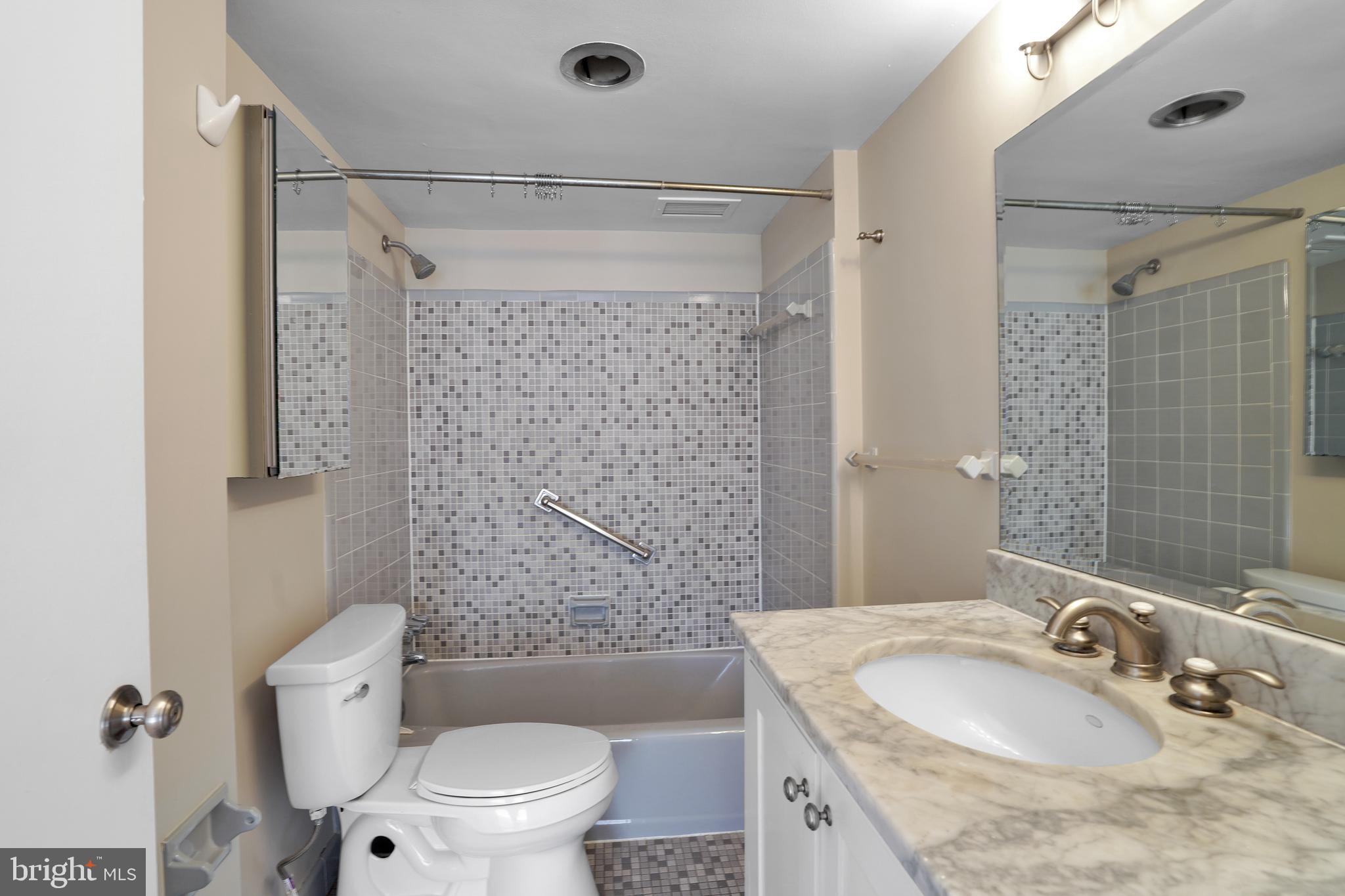 2100 Washington Avenue, Unit 2B Silver Spring, MD 20910 - Photo 30 of 34 a bathroom with a granite countertop sink toilet and shower