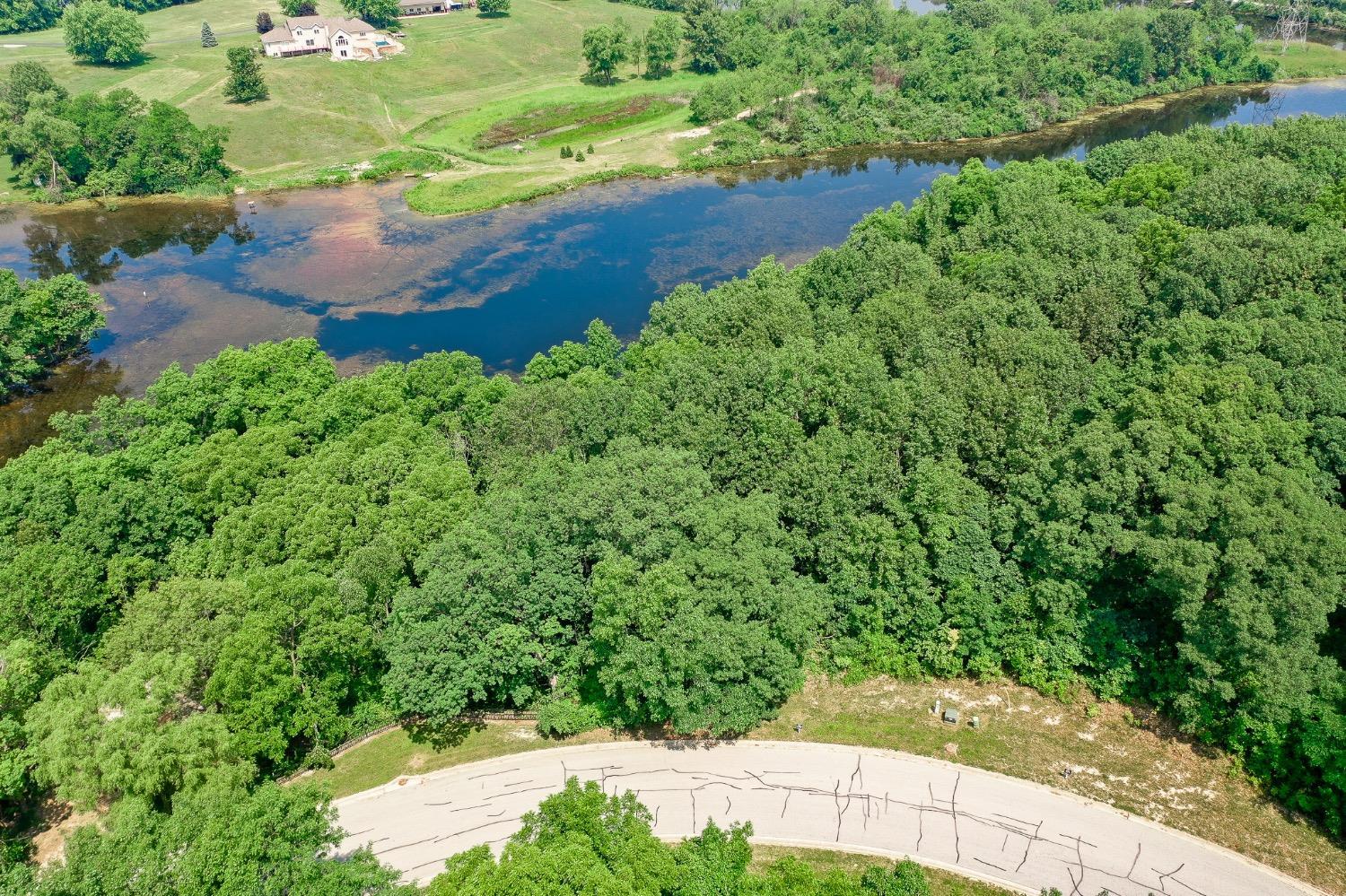 an aerial view of a yard