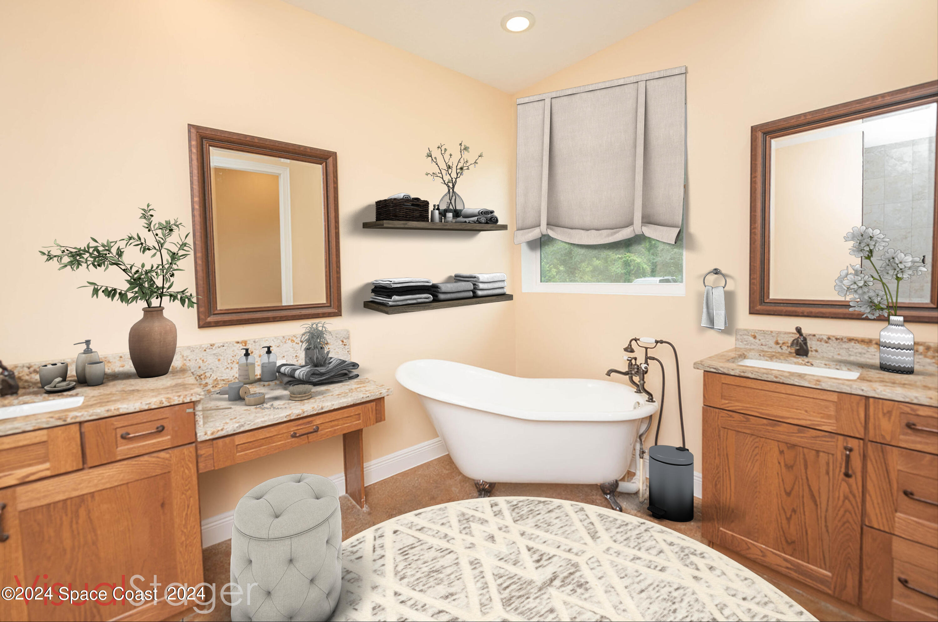 3750 Hield Road Melbourne, FL 32904 - Photo 24 of 63 a bathroom with a granite countertop toilet sink and mirror
