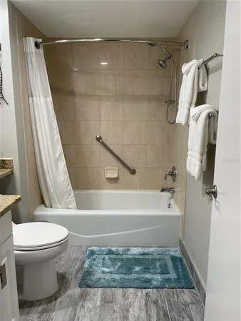 a bathroom with a toilet and a bathtub