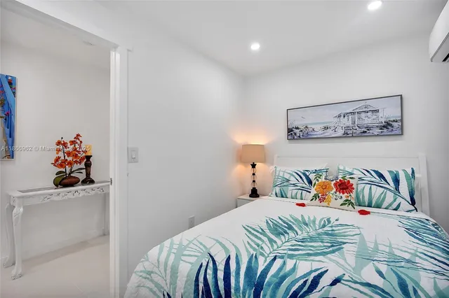 a view of a park with large trees